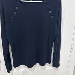 Ralph Lauren Black Long Sleeve Top with Button Accents